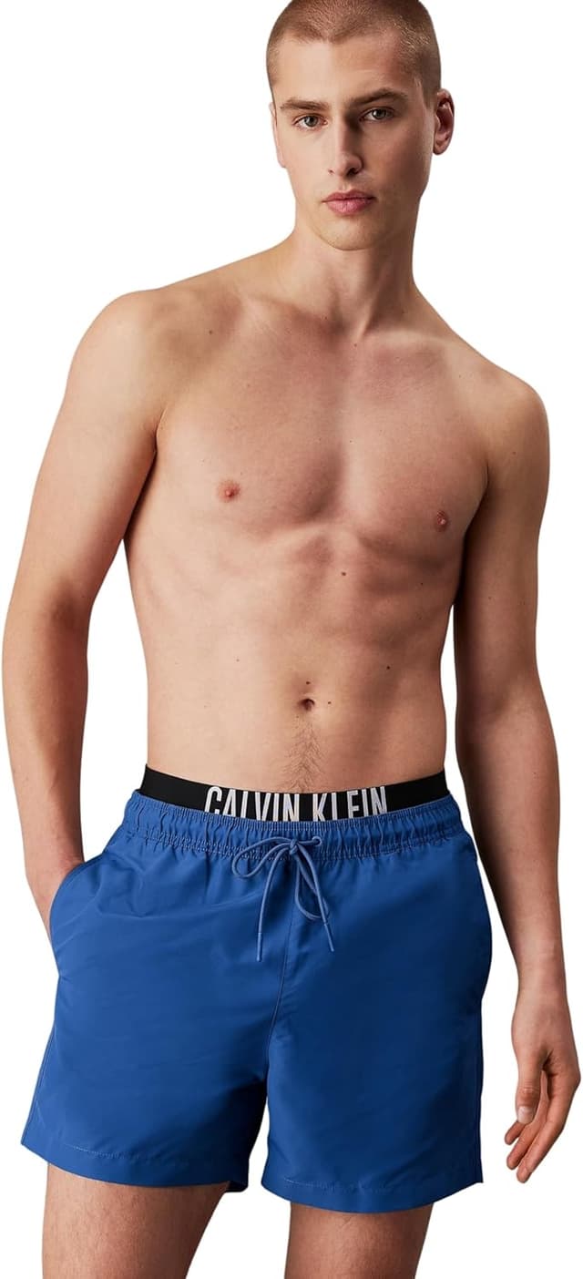 Detalle de Calvin Klein Men’s Medium Double Waistband Mid Length Swim Shorts