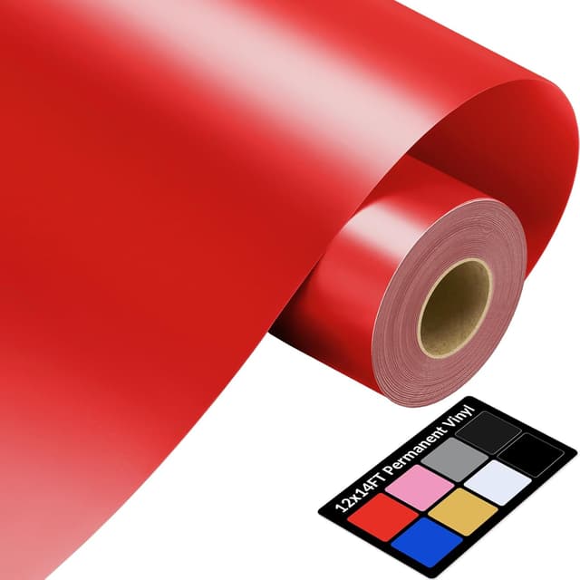 Detalle de Shiny Red Permanent Vinyl Roll (12 in x 14 ft) with Clear PET Backing