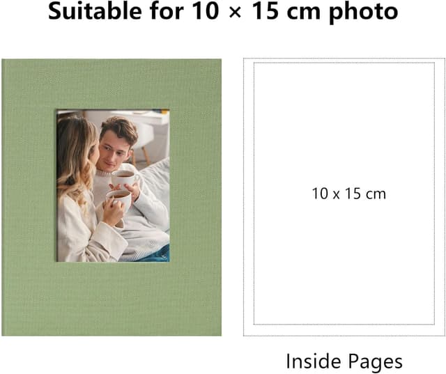 Detalle de Remowith Fotoalbum klein Einsteckalbum 10x15 – 100 Taschen mit Fenster (Hellgrün)