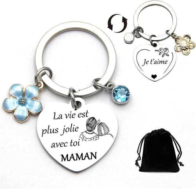 Detalle de GUOYU Porte-clés « Maman » en forme de famille, cadeau pour maman (Noël, fête des mères, anniversaire)