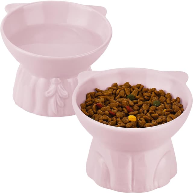 Detalle de Ceramic Elevated Cat Bowls 5.2in Wide
