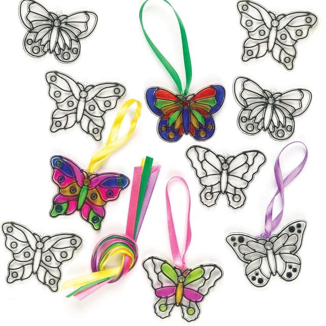 Detalle de Baker Ross ET815 Butterfly Mini Suncatcher Decorations (Pack of 12) for Kids Arts & Crafts