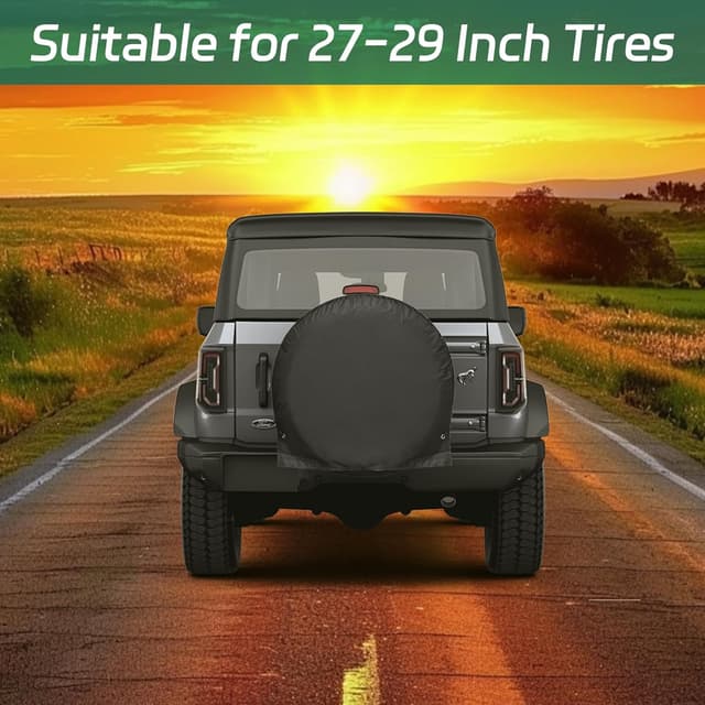 Detalle de BEASAFY 2er-Set Reifensäcke (27–29 Zoll) für Wohnwagen – wasserdichte Radabdeckung aus Oxfordstoff in Schwarz