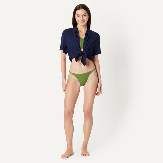 Detalle de Amazon Essentials Women’s no-tie String Swim Bikini Bottom (low-rise, full-coverage back)