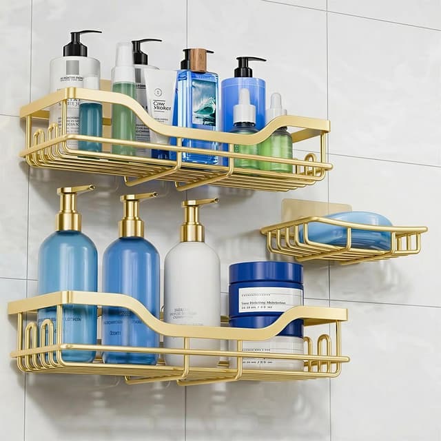Thumbnail 6 de OMAIRA 3-Pack Shower Caddy — Large Adhesive Bathroom Organizer