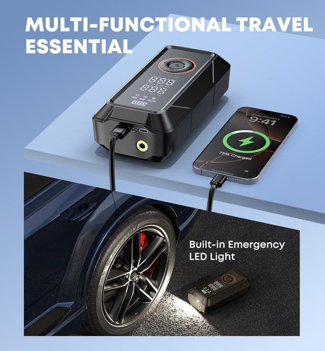 Thumbnail 6 de Tire Inflator Portable Air Compressor 12V