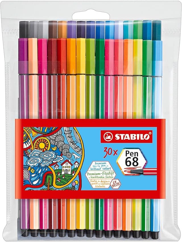 Imagen de STABILO Pen 68 ✏️ Estuche 30 Colores Neon en OfertitasTOP