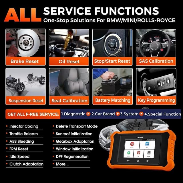 Detalle de LAUNCH X431 Elite 2.0 pour BMW/Mini – valise diagnostic auto OBD2 bi-directionnelle, codage ECU et programmation clé