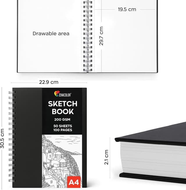 Detalle de Zenacolor sketchbook A4, 200 gsm hardback