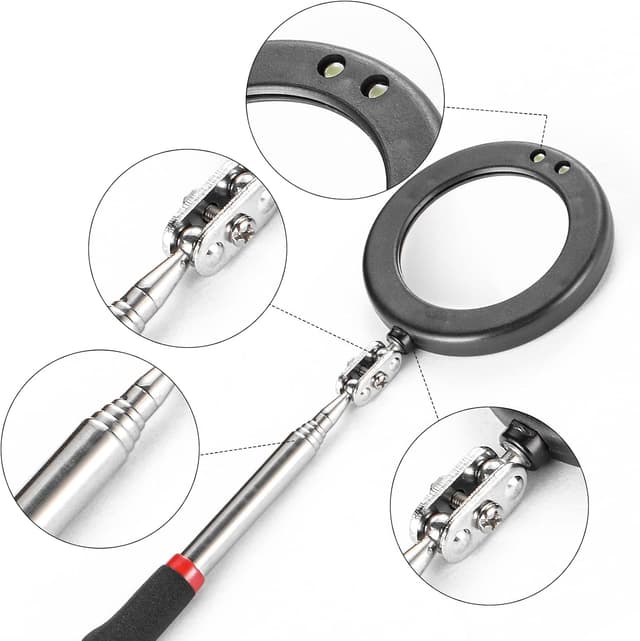 Detalle de FPXNB 4PCS telescoping inspection mirror with LED lighted inspection mirrors for mechanics and vehicle checks