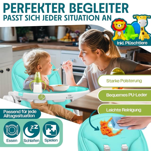 Thumbnail 5 de KIDIZ 3in1 Hochstuhl Türkis