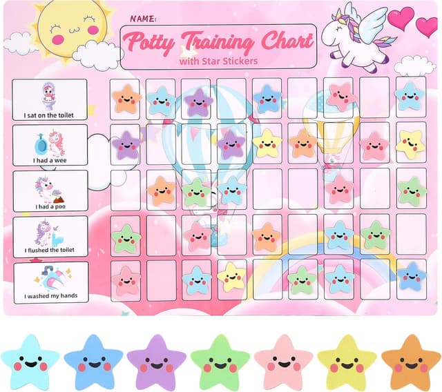 Detalle de Potty Training Chart for Toddlers with 63 Reusable Magnetic Star Stickers (Unicorn)
