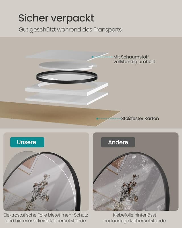 Thumbnail 5 de SONGMICS LWM103BD03 Rundspiegel 76 cm