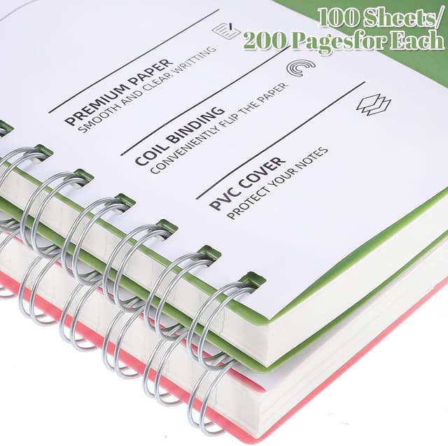 Detalle de Thboxes 2 Pack A4 Spiral Notebook (400 pages) with PVC hardcover, college ruled paper