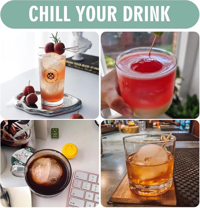 Thumbnail 2 de WIBIMEN Large Ice Cube Molds 1.9in 6 Balls 🍸