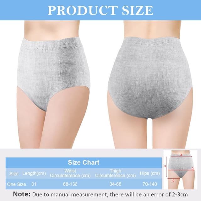 Detalle de Culottes post-accouchement jetables ACWOO (lot de 4) : slips maternité taille haute pour incontinence et césarienne