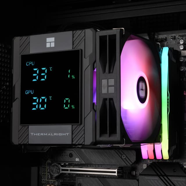 Detalle 2 de Thermalright TR Peerless Assassin 120 Digital ARGB Black (TRCC) – Raffreddatore CPU con display digitale per AM4/AM5 e Intel LGA1700/1851