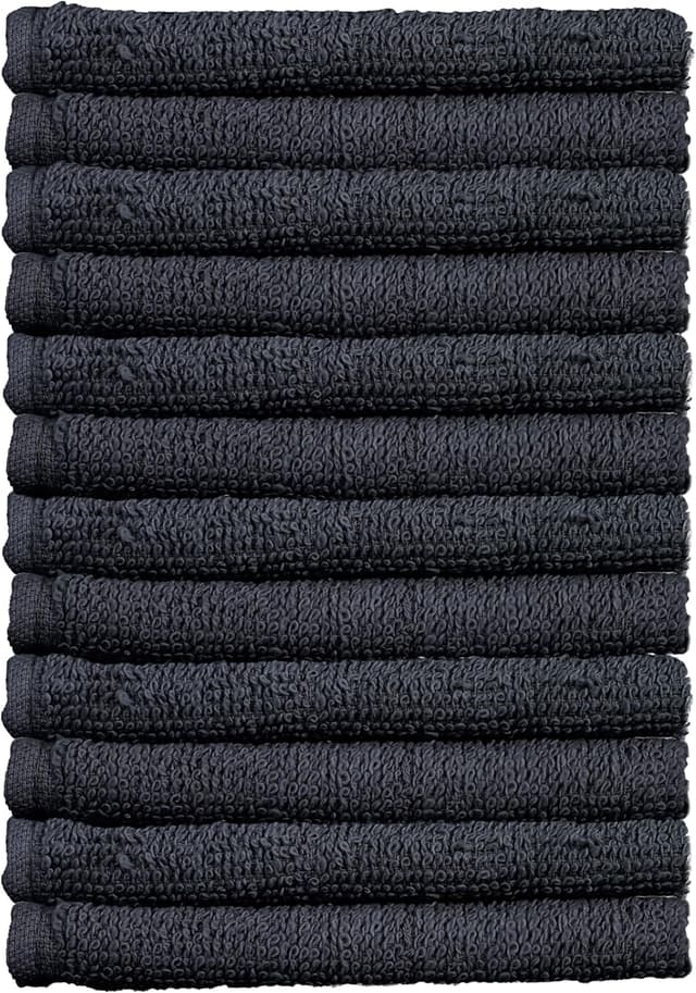 Detalle de SweetNeedle face cloths washcloth set (12 pack) – 30 x 30 cm, 100% cotton, extra absorbent, black