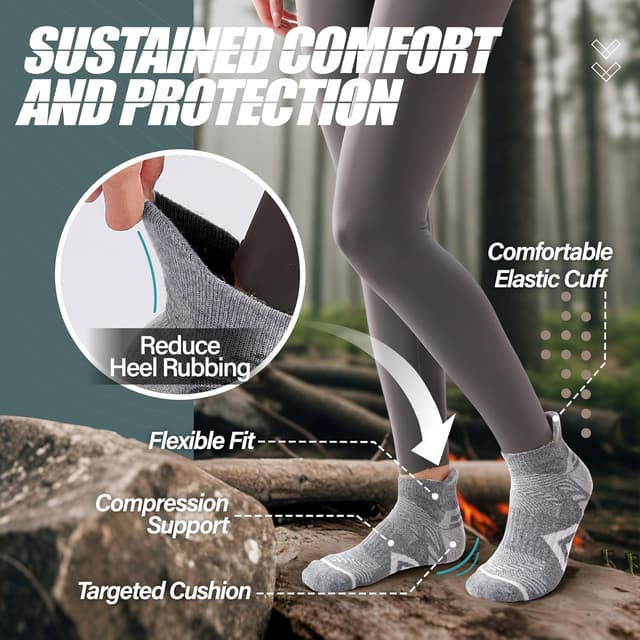 Thumbnail 2 de ANTSANG Merino Wool Ankle Hiking Socks, 6 Pairs