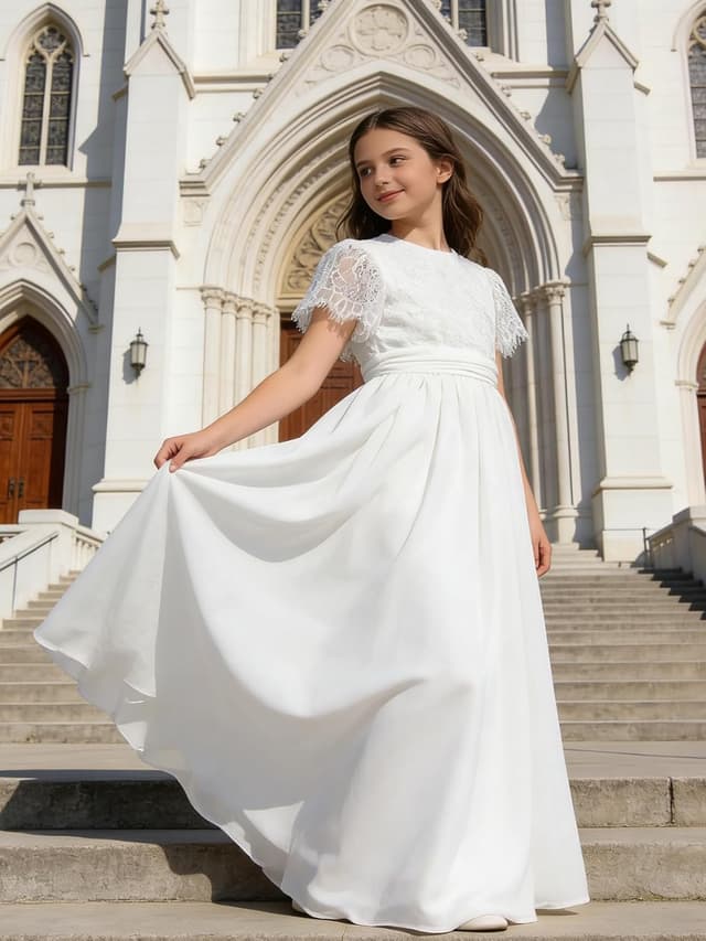 Thumbnail 3 de Aibaowedding Mädchen Vintage Chiffon Kleid Hochzeitsfeier