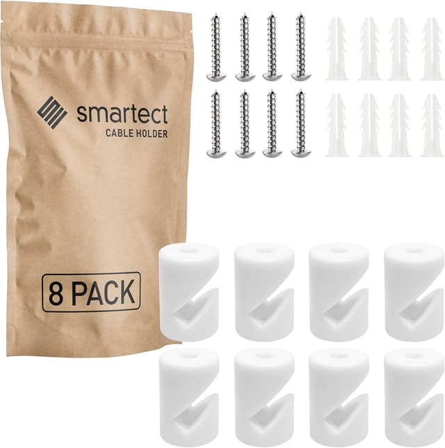 Thumbnail 6 de smartect Decentratore da parete e soffitto per cavi (4 pezzi, nero) con viti e tasselli