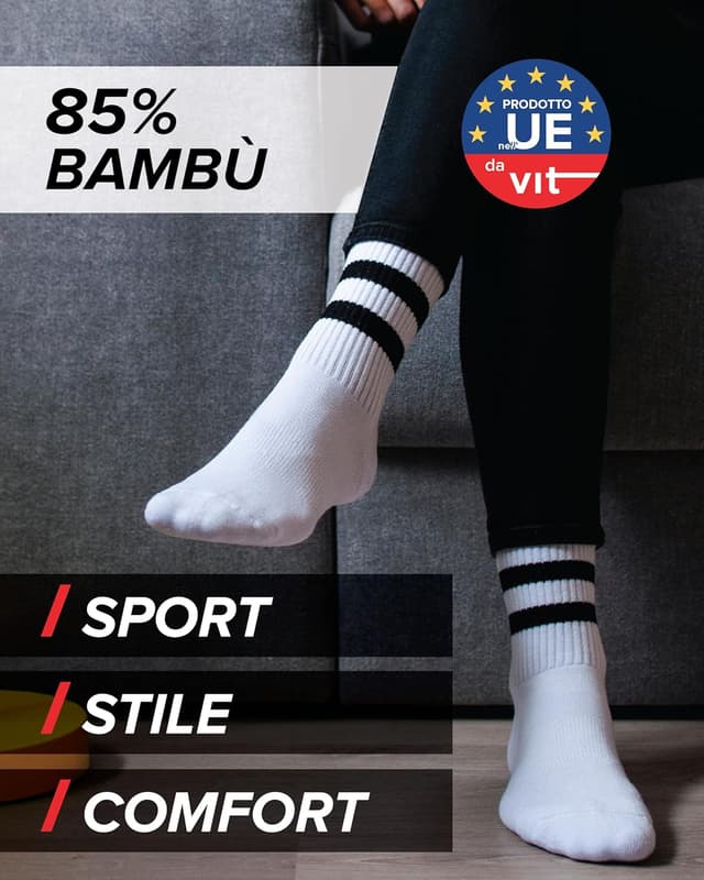 Detalle de vitsocks Calzettoni sportivi in bambù antiodore con spugna (3 paia) 35-38
