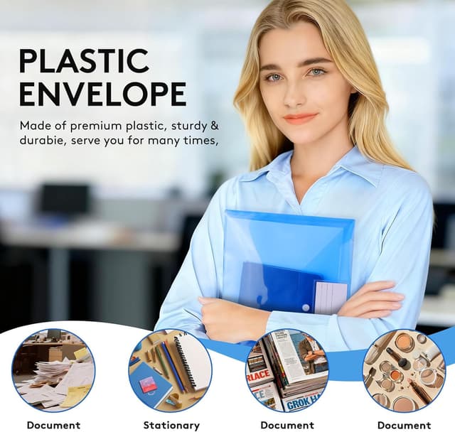 Thumbnail 6 de 24Pack A4 Plastic Wallet Folders with Popper Closure – Document Folder Wallet (Assorted)