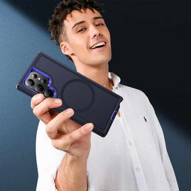 Thumbnail 6 de Handyhülle mit Panzer-Schutz für Samsung Galaxy S25 Ultra inkl. Displayschutz (360° stoßfest, Magnetisch, Blau)