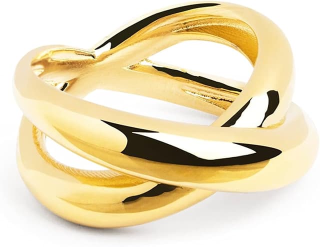 Detalle de SINGULARU Anillo Single Cross, latón baño 18 Kt Talla 12 💍