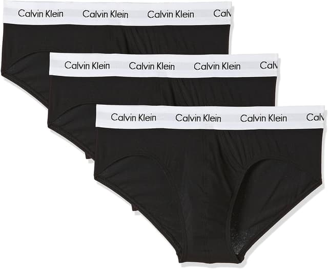 Detalle de Calvin Klein Herren 3er-Pack Slips 3P Hip Brief mit Stretch – Cotton Stretch, kurze Beinausschnitte
