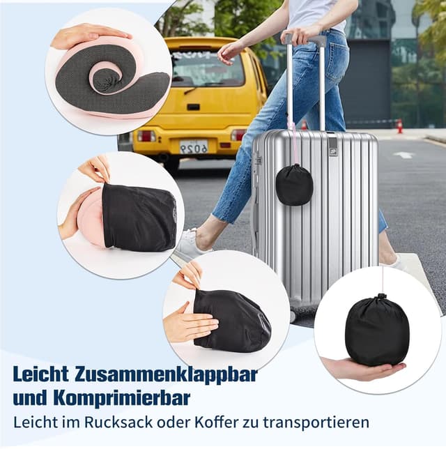 Detalle 2 de Cirorld Nackenkissen Flugzeug mit Memory Foam, verstellbarem Design & Zubehör-Set