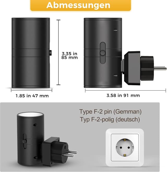 Detalle de LOHAS-LED Nachtlicht Steckdose mit Dämmerungssensor, dimmbar (0–100 lm), 3000K warmweiß, schwarz
