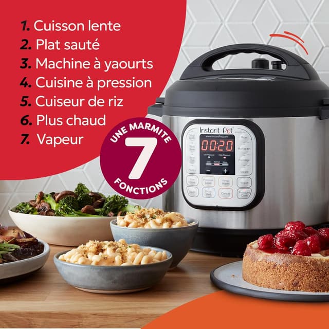 Detalle de Instant Pot Duo 60 7 en 1 – Autocuiseur multifonction 5,7 L, inox (13 programmes)