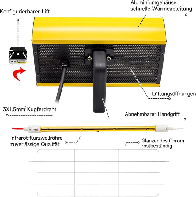 Detalle 2 de DATOUBOSS lampada infrarossi per carrozzeria 2000W