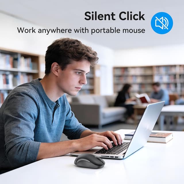 Detalle 2 de TECKNET Wireless Mouse (2.4GHz, USB receiver) – 3-level 1600 DPI, silent buttons, ambidextrous, £-friendly everyday pick in grey