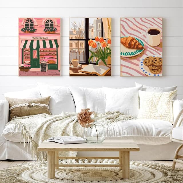 Detalle 2 de 6 Pack Adults Paint by Numbers Kit (Unframed) – Coffee DIY Acrylic Oil Painting Sets on Canvas