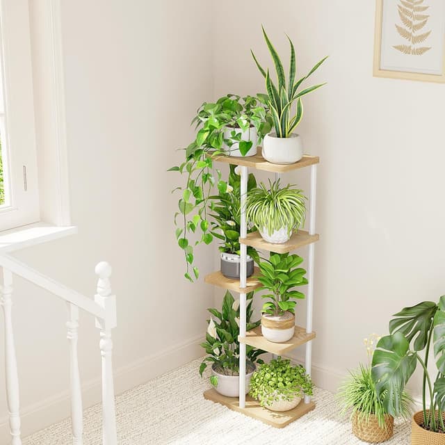 Detalle 2 de Bamworld corner plant stand 5-tier, 38.7in