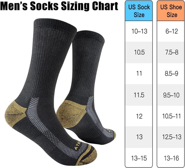 Detalle de JOYNÉE Mens Athletic Crew Socks (5/10 Pairs) Lightweight Cushioned Breathable Work & Running Socks