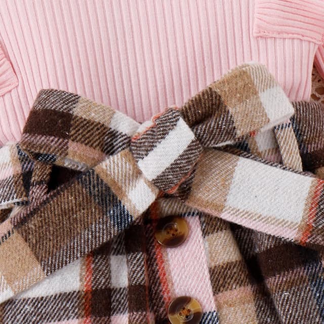 Thumbnail 5 de HPSOM Baby Girls Set Ruffle Top & Plaid Skirt