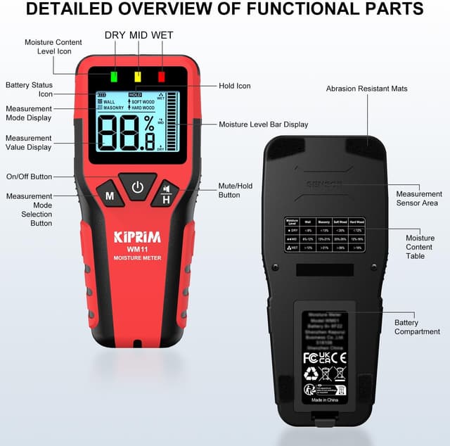 Thumbnail 6 de Kiprim WM11 Pinless Moisture Meter 40mm