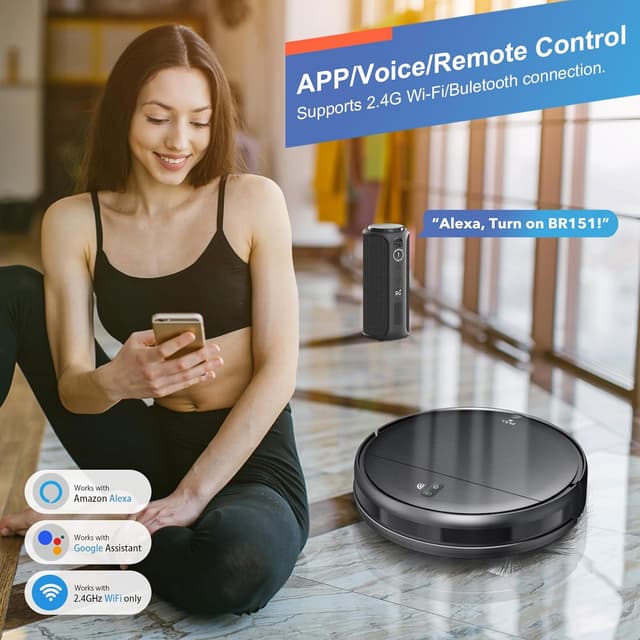 Detalle de Robot Vacuum and Mop Combo 2-in-1 BR151 with App/Alexa/Voice Control, Slim 2.87" Self-Charging Design