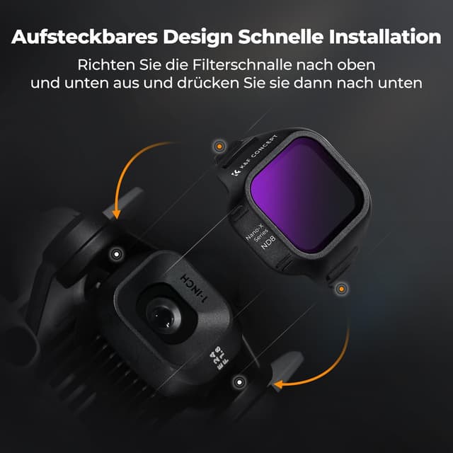 Detalle de K&F CONCEPT Mini 5 Pro ND-Filterset (CPL + ND8 bis ND128) für die DJI Mini 5 Pro – 6er-Pack
