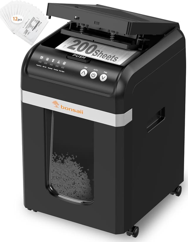 Detalle de Bonsaii C283 Trituradora papel 200 hojas micro-cut