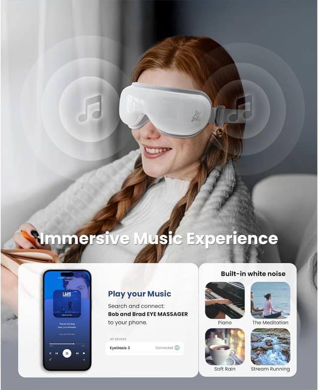 Thumbnail 6 de Bob and Brad EyeOasis 3 Heated Massage Eye Mask with Heat & Cooling Gel Mask and Music