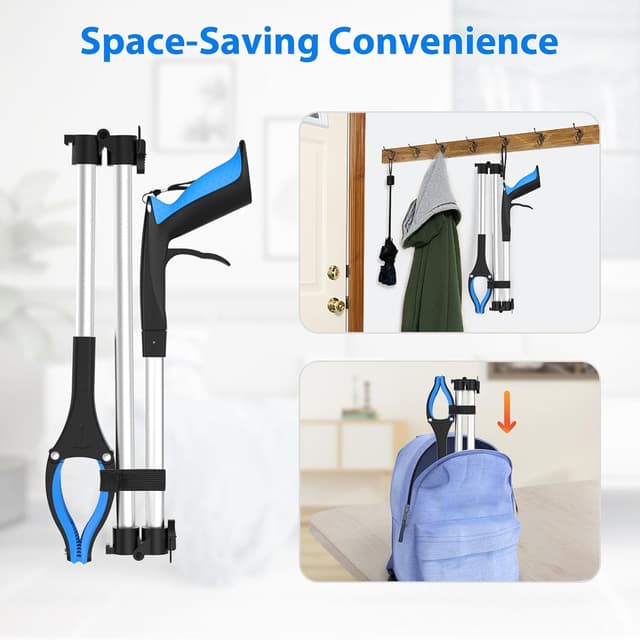 Detalle de 48" (122 cm) Long Litter Pickers – Extra Long Grabber Stick with 360° Rotating Head (Blue)