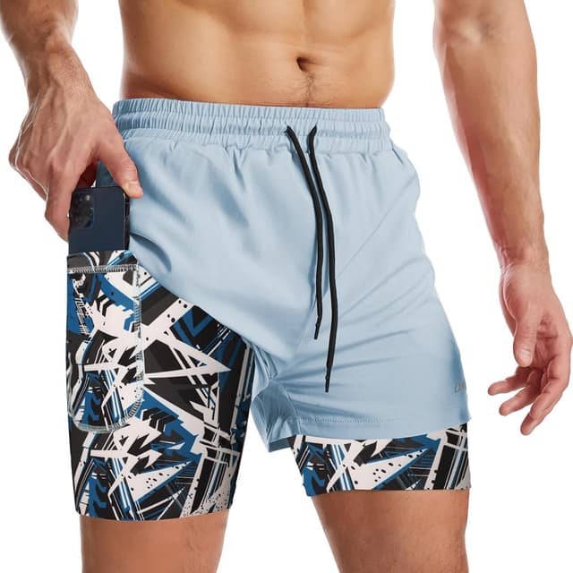 Thumbnail 2 de Surenow Mens 2-in-1 Running Shorts with Liner