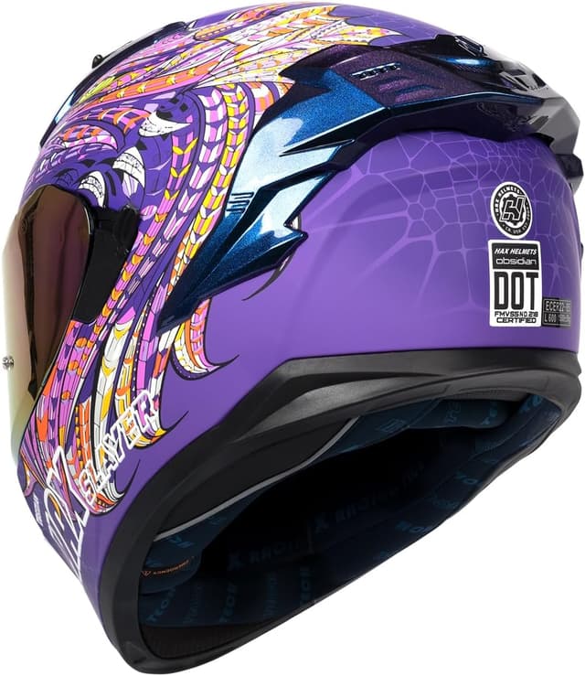 Detalle 2 de HAX Obsidian Pro Full Face Dual Visor Motorcycle Helmet (Pinlock Ready, DOT Approved) — Slyer Purple, Adult