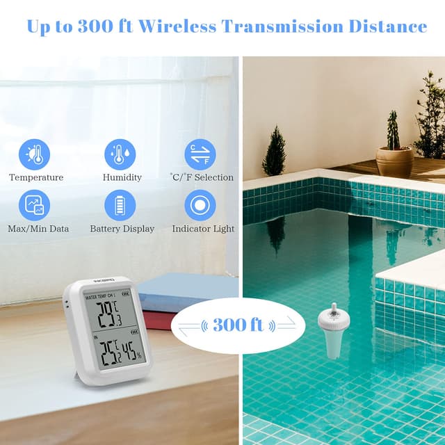 Detalle de Inkbird IBS-P01R Funk-Poolthermometer (schwimmend) – digitales Set mit Innenempfänger