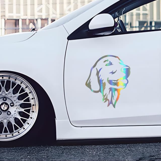 Thumbnail 2 de TIZIKJ Holografischer Golden Retriever Aufkleber 18 cm