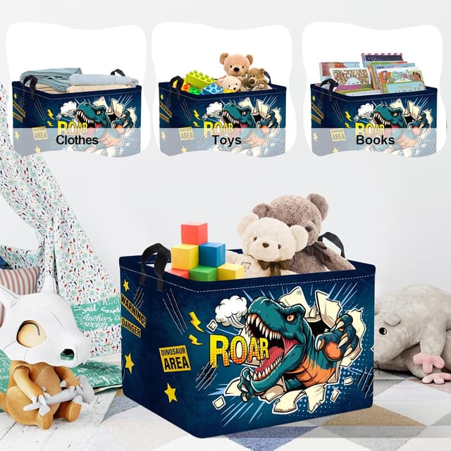 Thumbnail 4 de Clastyle Dinosaur Baby Laundry Hamper Collapsible Clothes & Toy Storage Basket (40 x 30 x 30 cm)